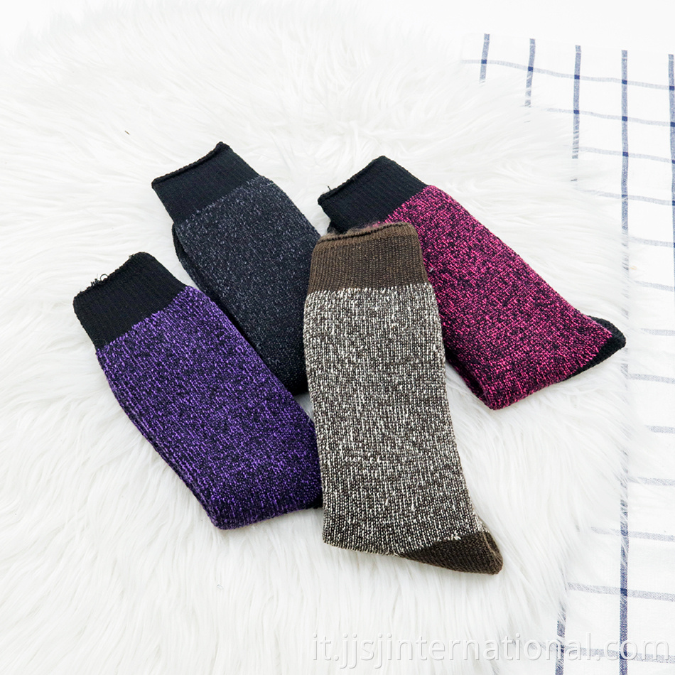 Solid color thickened fleece warm cotton socks